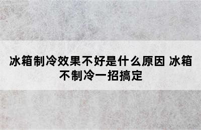 冰箱制冷效果不好是什么原因 冰箱不制冷一招搞定